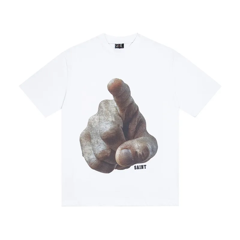 106💰S11# Mechao SAINT white ink direct-injection pure cotton 260g loose short-sleeved T-shirt 18 black, white S-XL